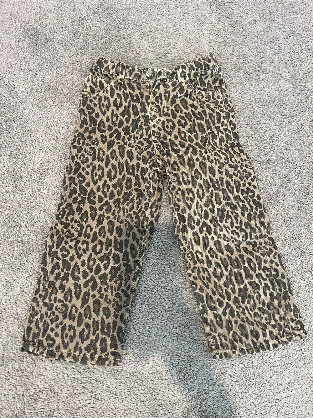 Leopard Print Kid's Pants - Tan/Black